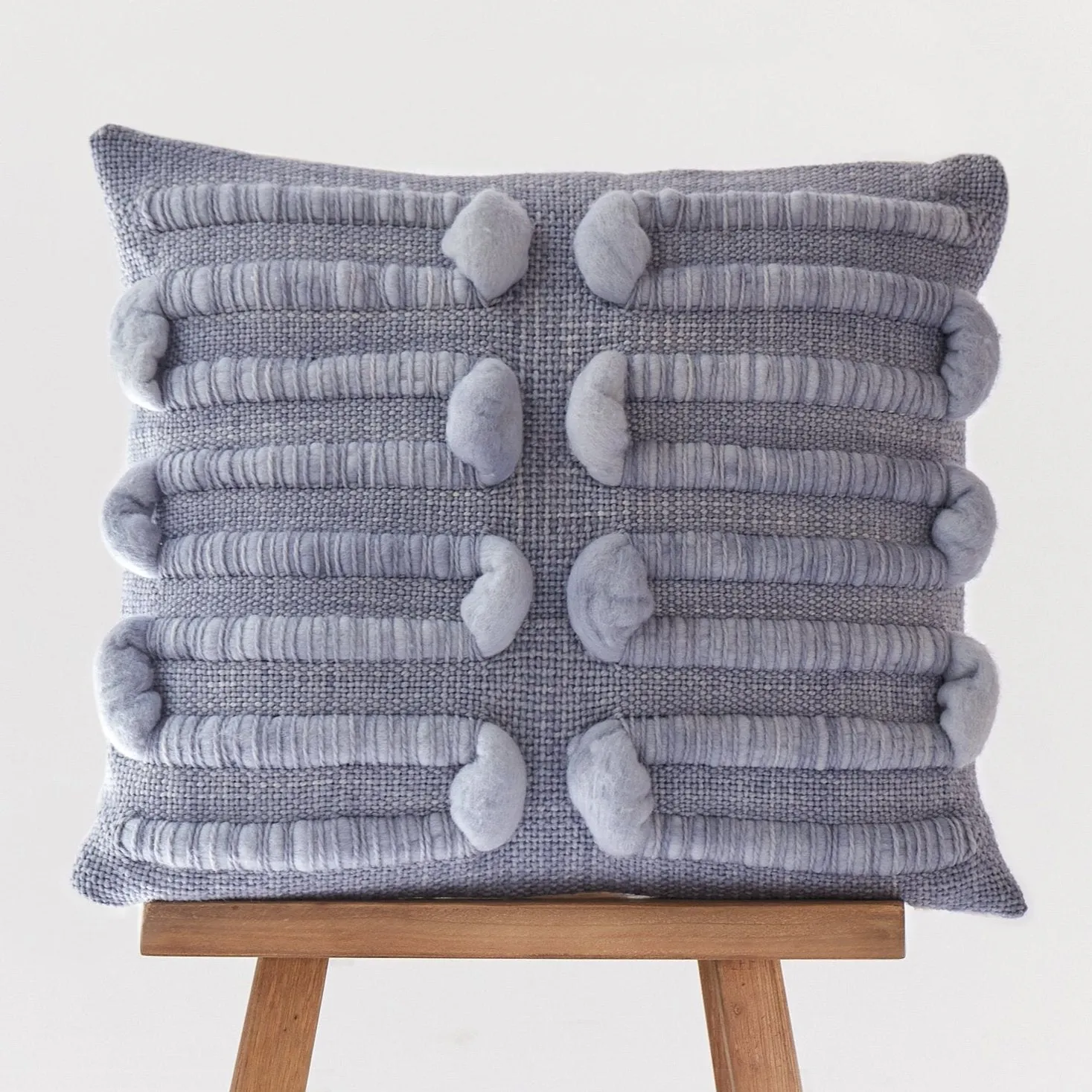 Handwoven Merino Wool Cushion Cover - KUN in aqua
