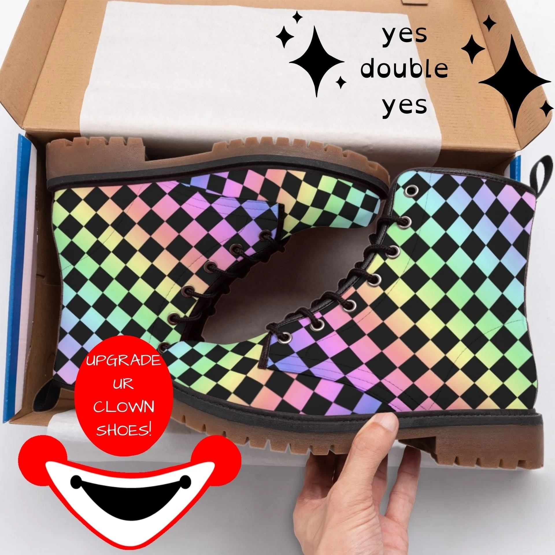 Harajuku Harlequin Rainbow Clown Boots