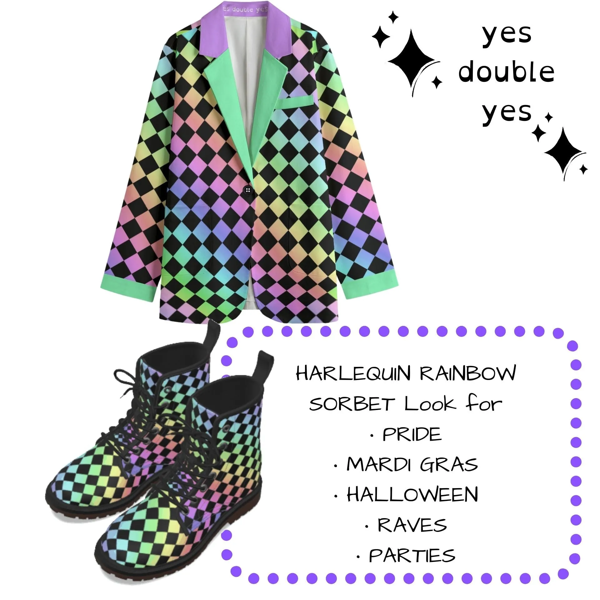 Harajuku Harlequin Rainbow Clown Boots