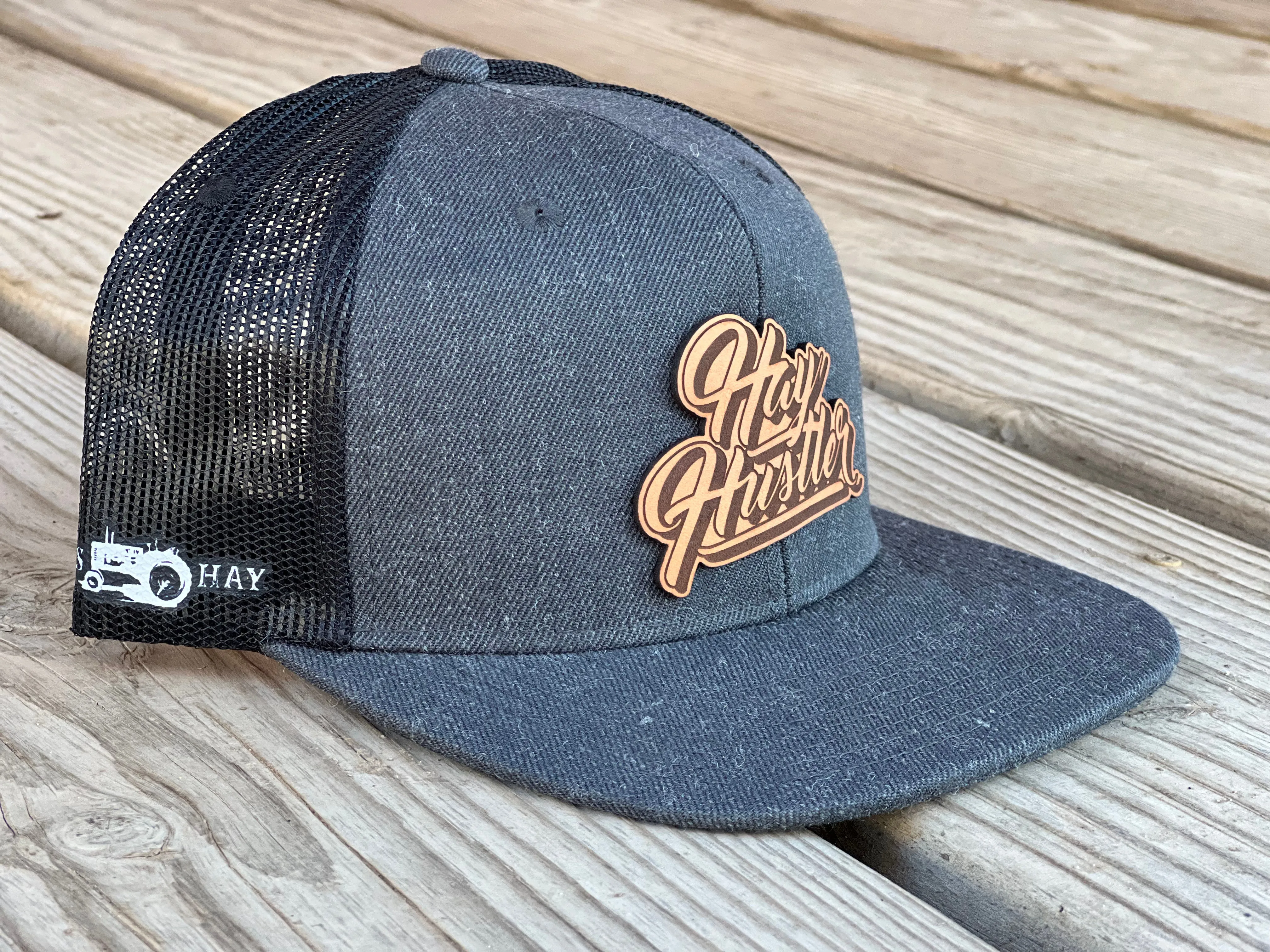 Hay Hustler Leather Patch Flat Bill Hat