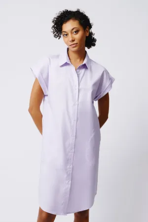 Hedy Cap Sleeve Shirt Dress - Lavender Pinpoint Oxford