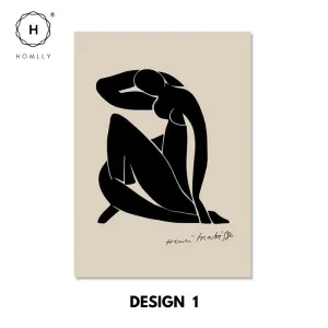 Homlly Matisse Wall Art Prints Minimalist Flower Market Posters Vintage Gallery Canvas Frame (5 Sizes & Gold Frame)