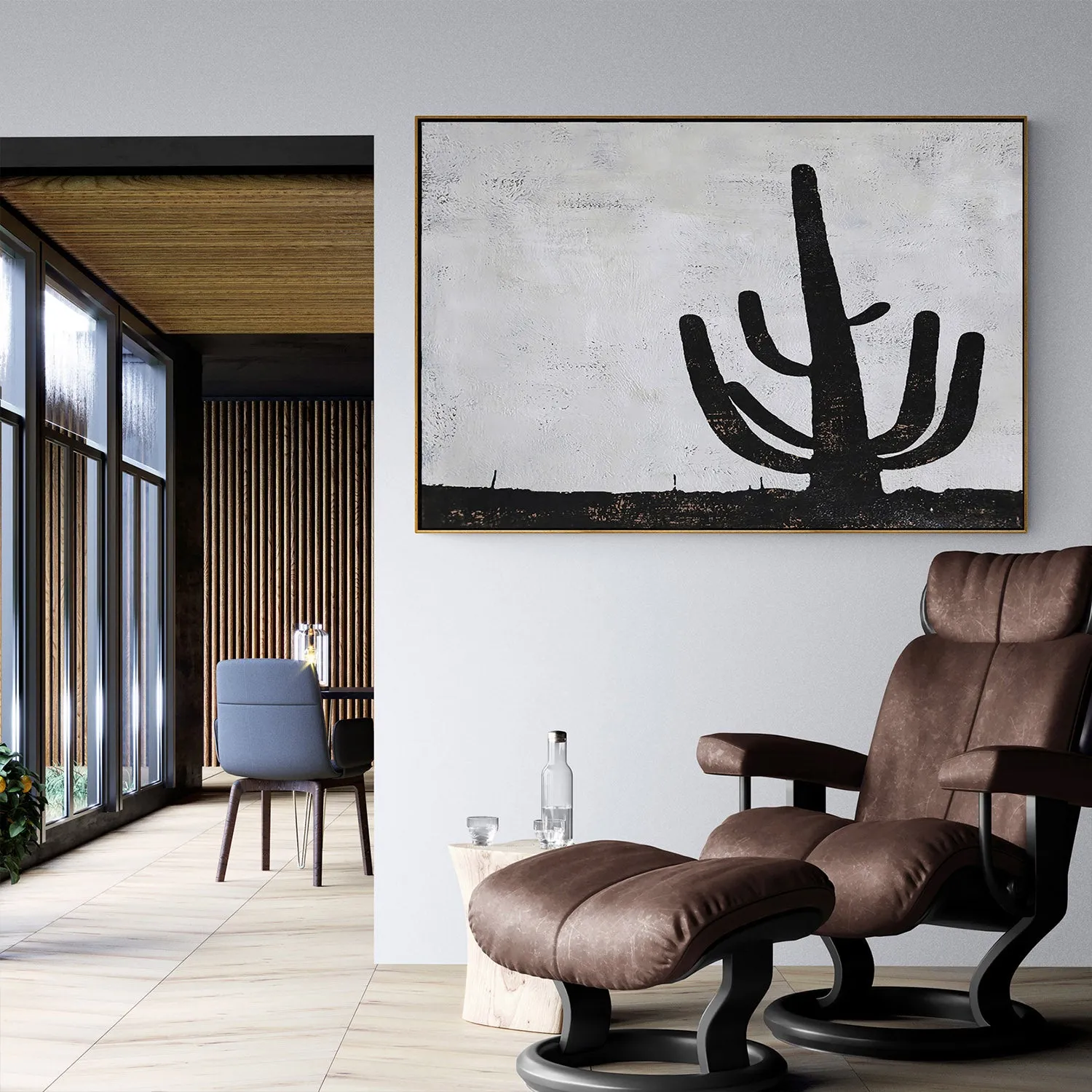 Horizontal Minimalist Cactus Painting H261H