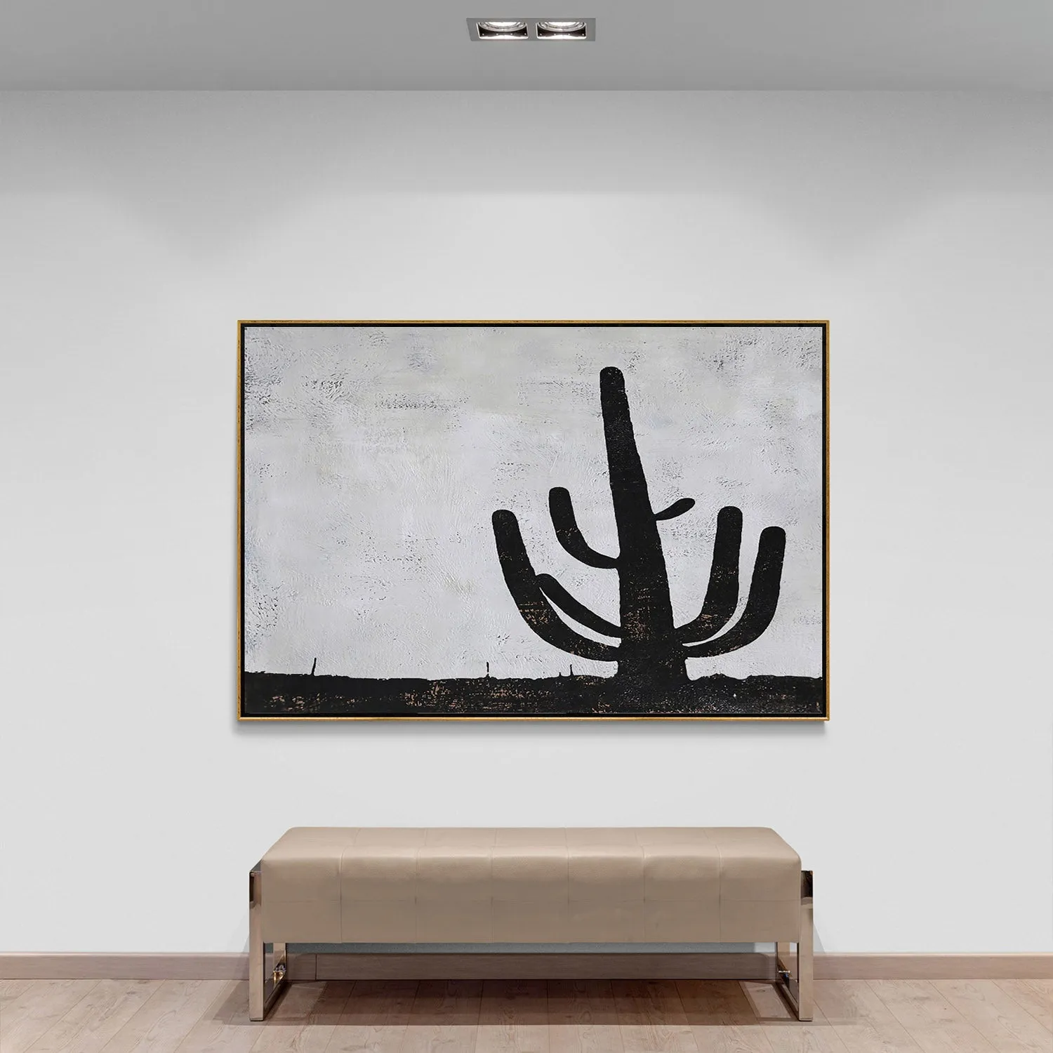Horizontal Minimalist Cactus Painting H261H