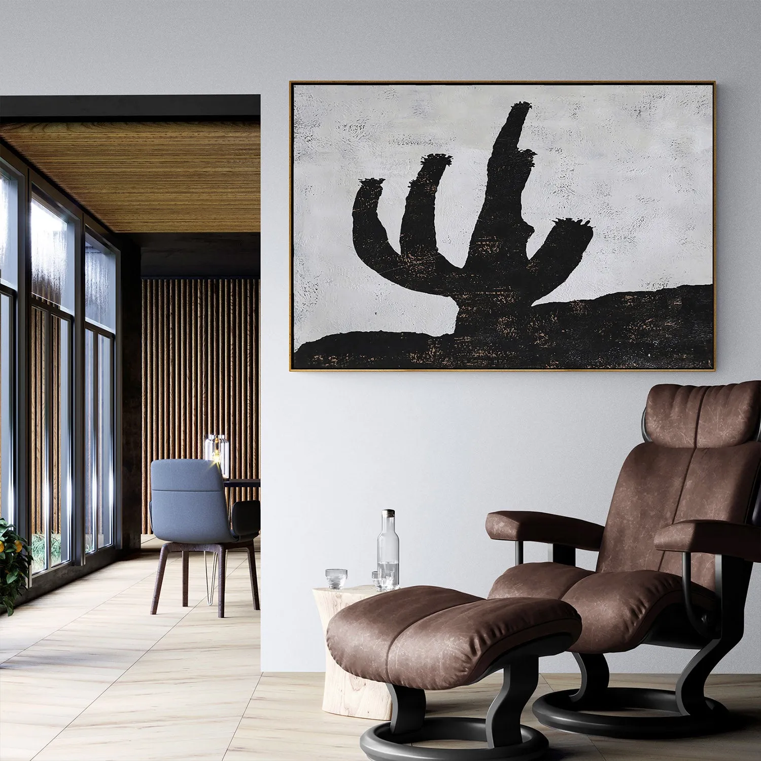 Horizontal Minimalist Cactus Painting H262H