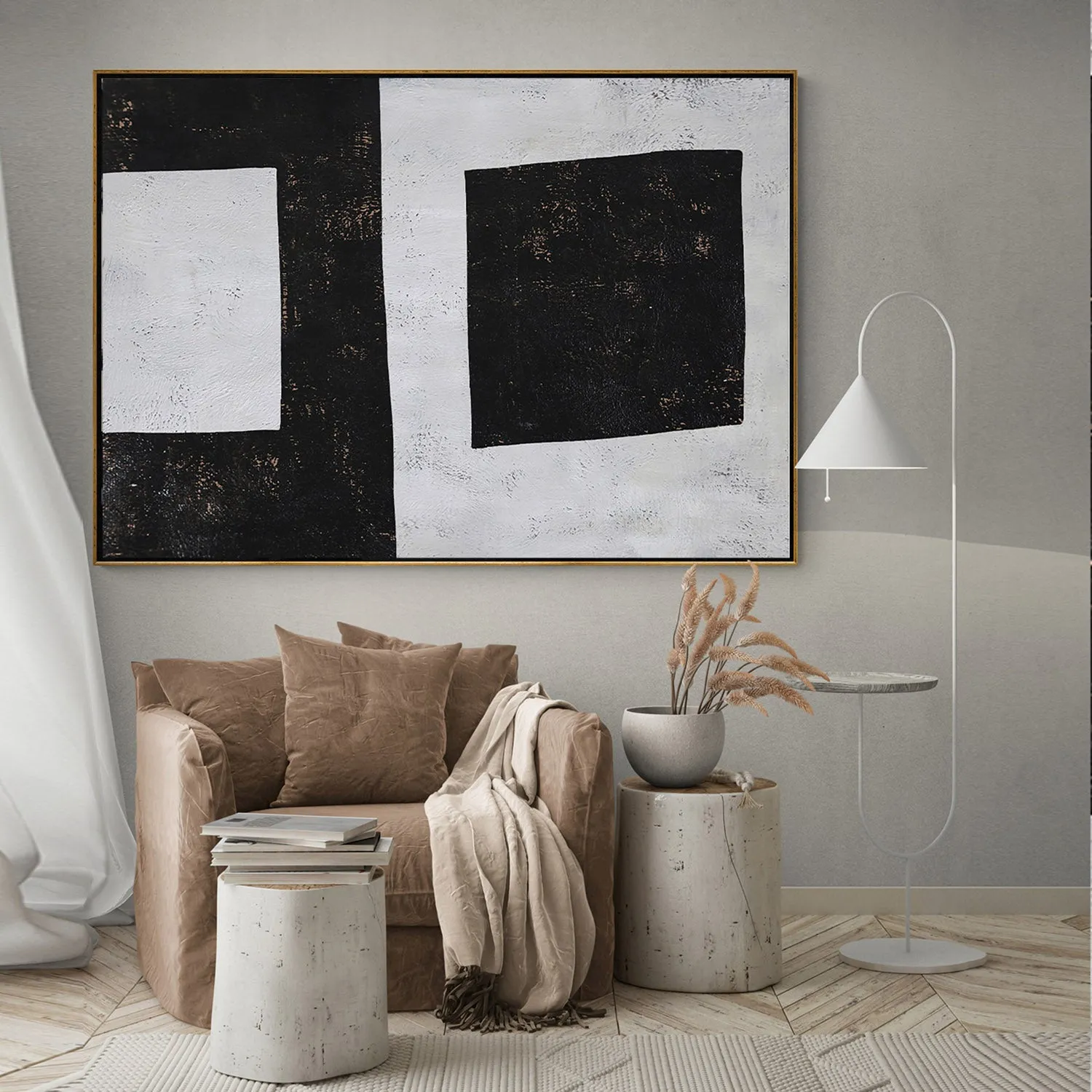 Horizontal Minimalist Geometric Painting H110H