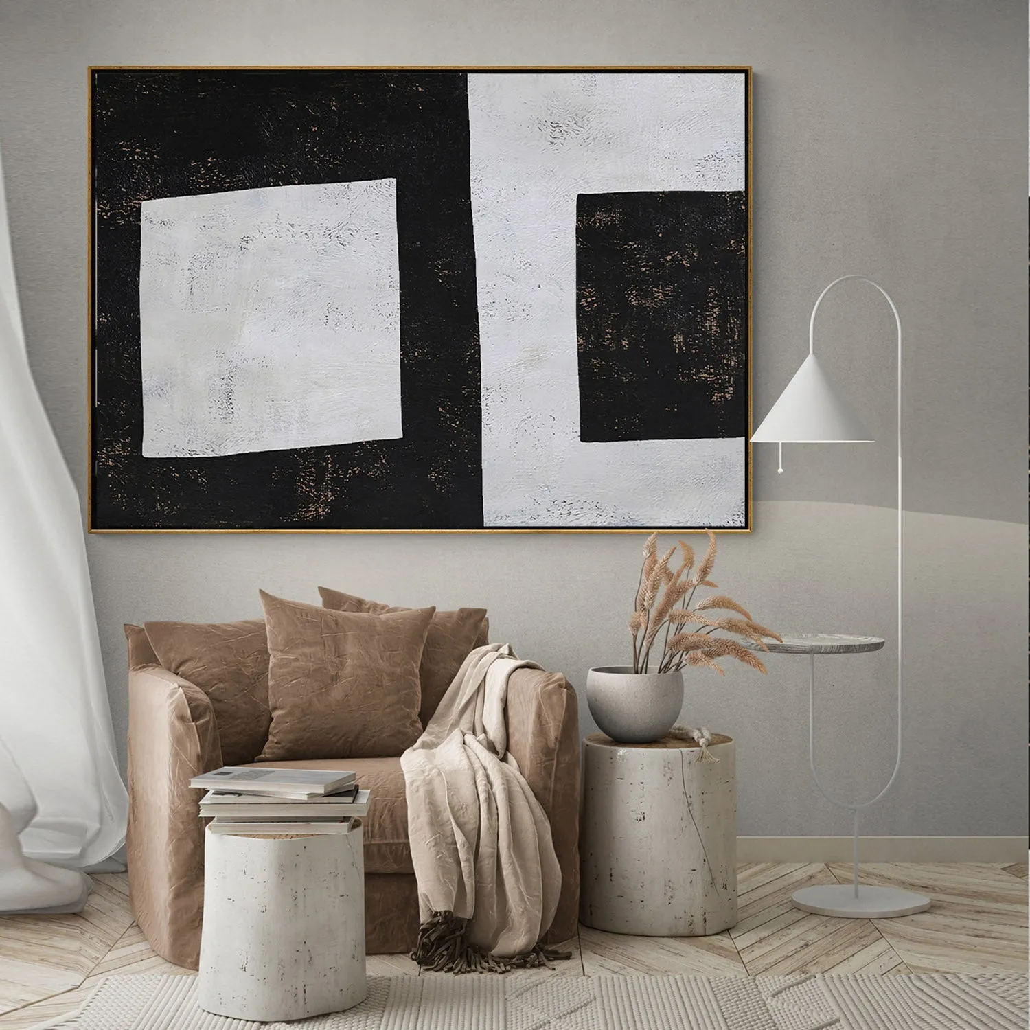 Horizontal Minimalist Geometric Painting H111H