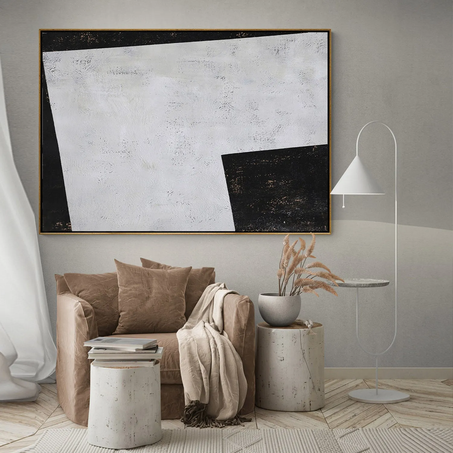 Horizontal Minimalist Geometric Painting H128H