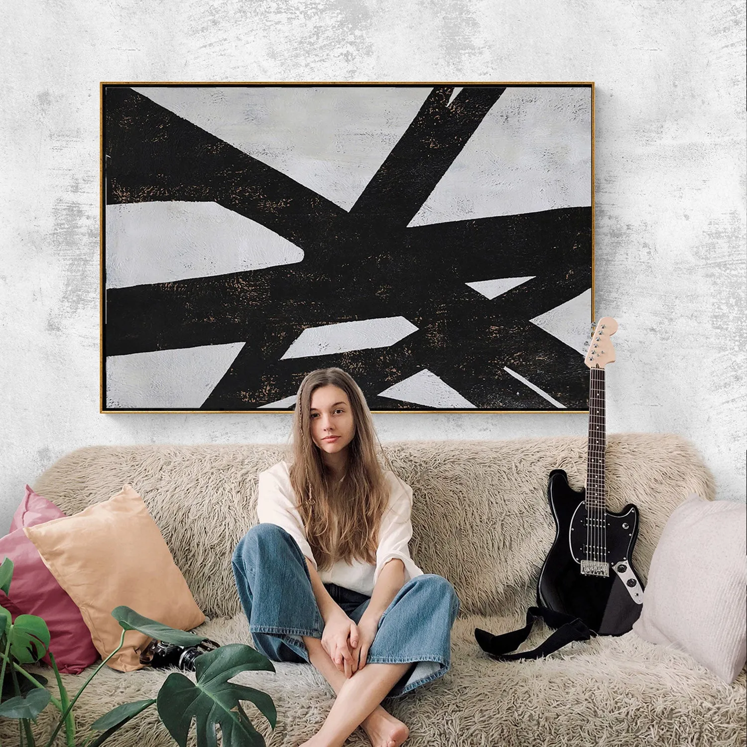 Horizontal Minimalist Geometric Painting H78H