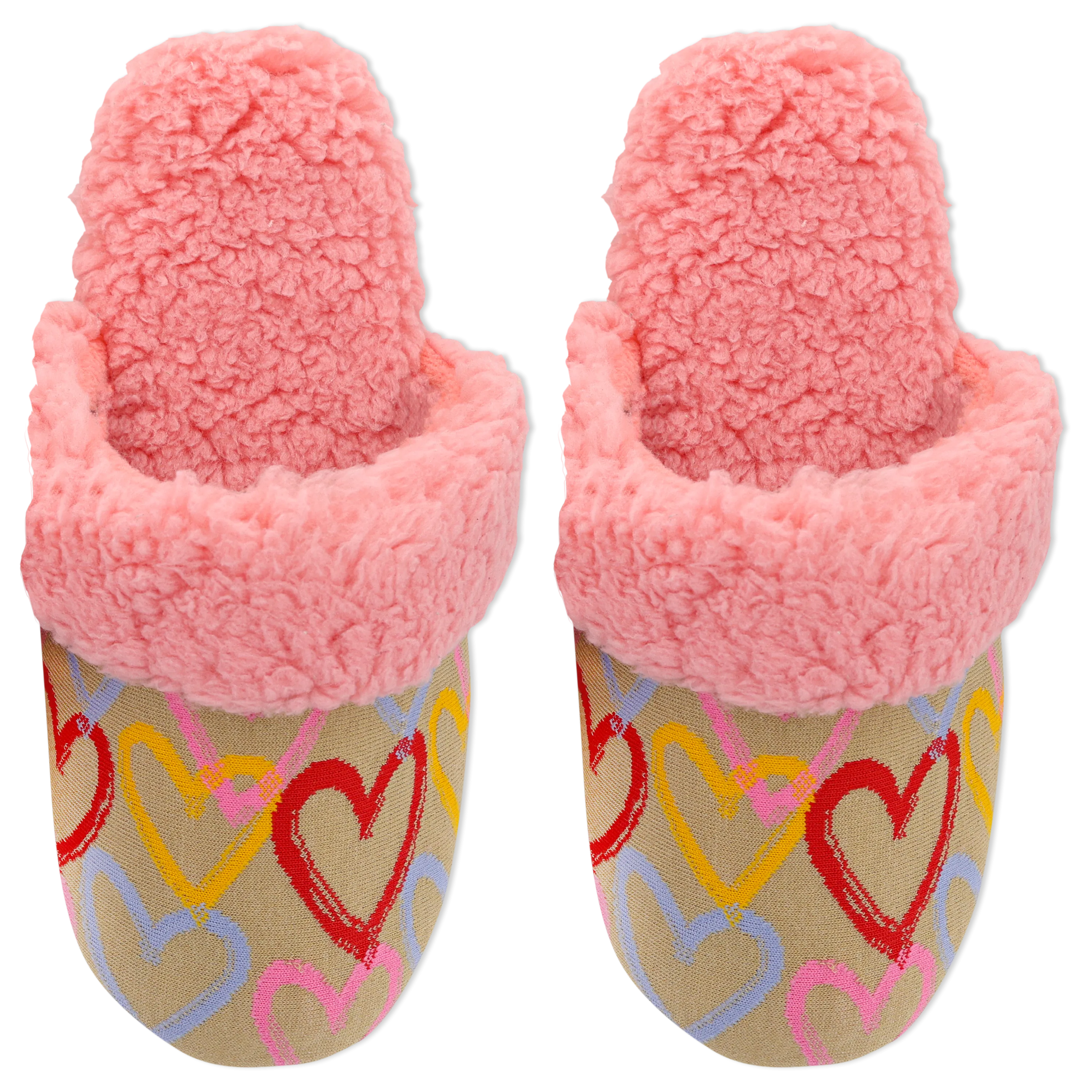HOTSOX Women's Sherpa Non-Skid Graffiti Hearts Slipper