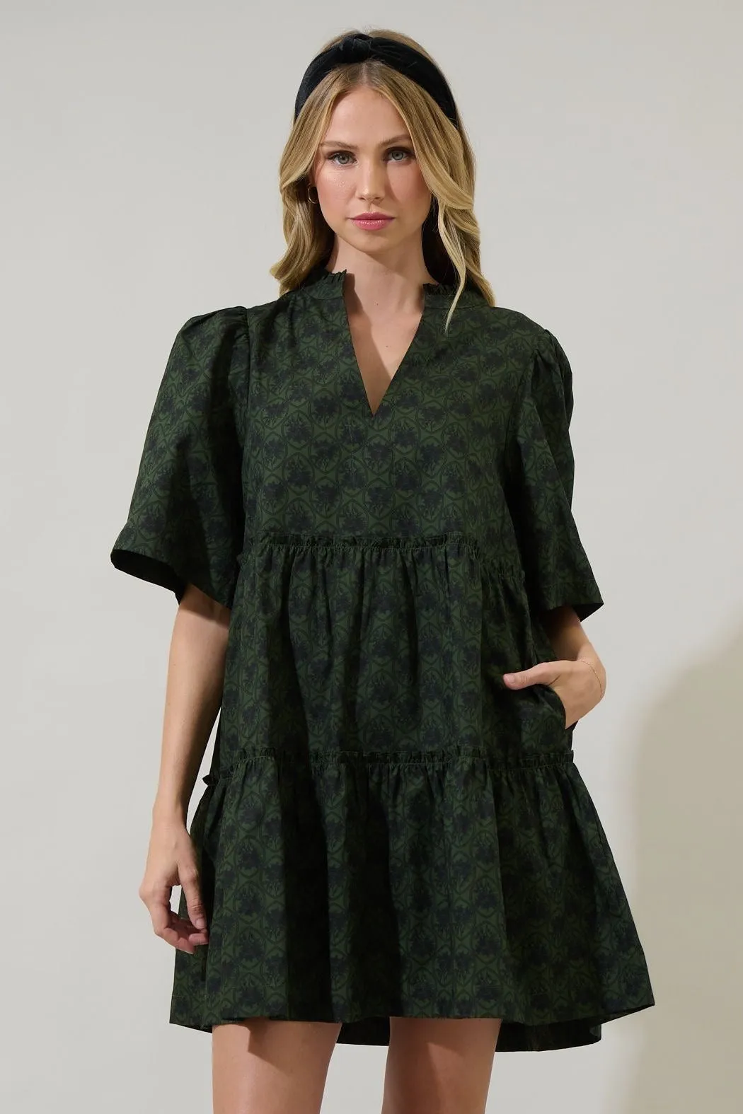 Hunter Green Haslet Print Dress