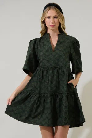 Hunter Green Haslet Print Dress