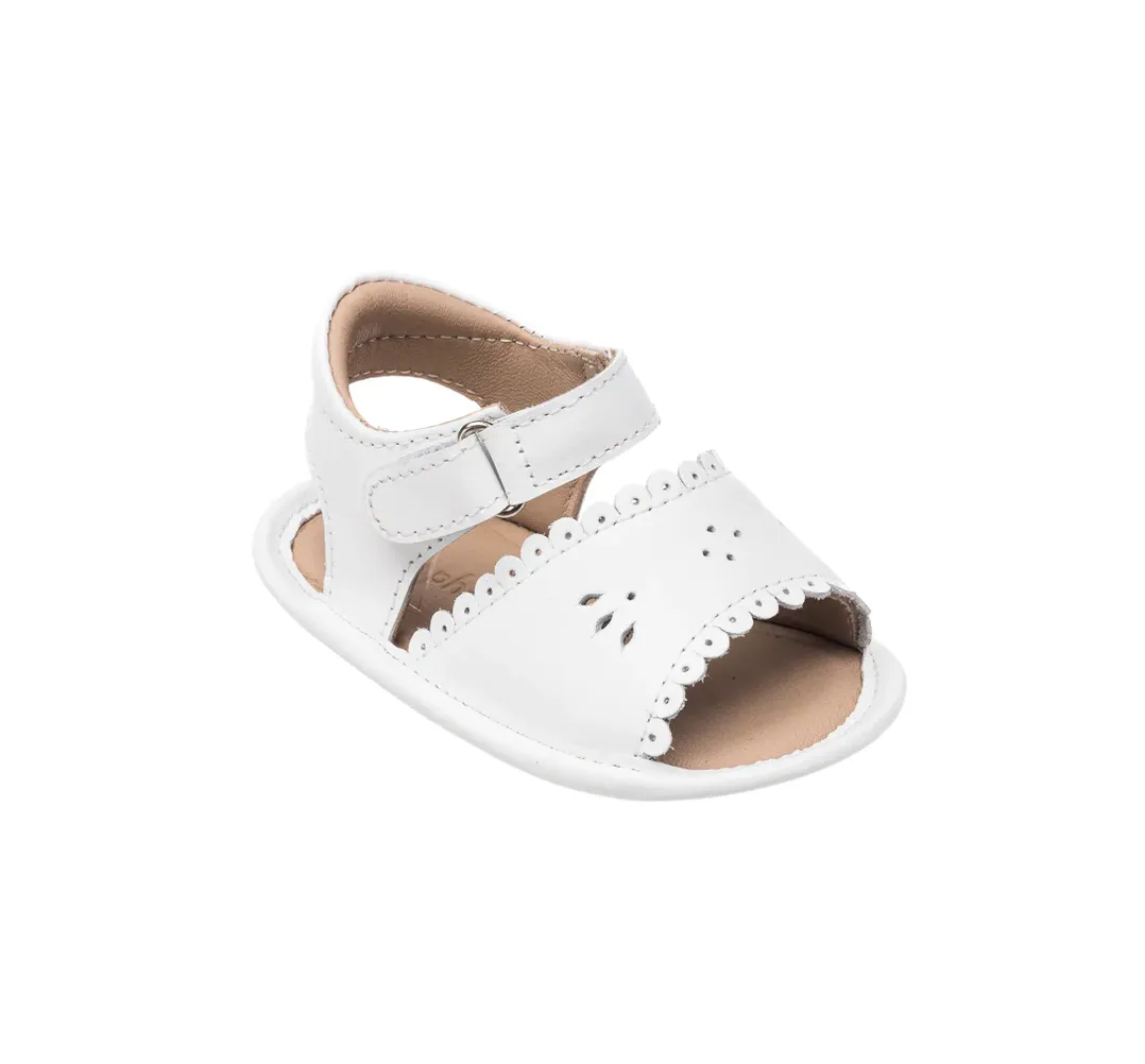 Infant Sandal with Scallop: White