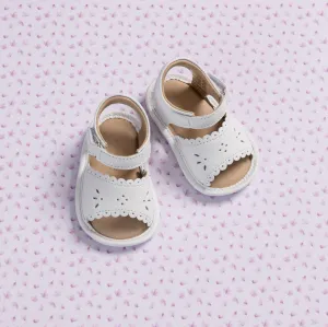 Infant Sandal with Scallop: White