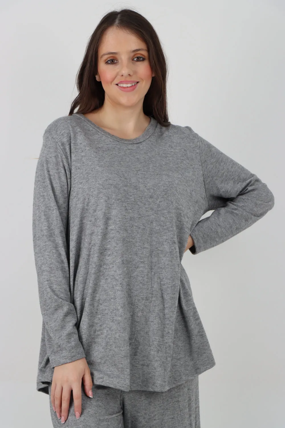 Italian Basic Knitted Plain Soft Top & Trouser Co - Ord Set
