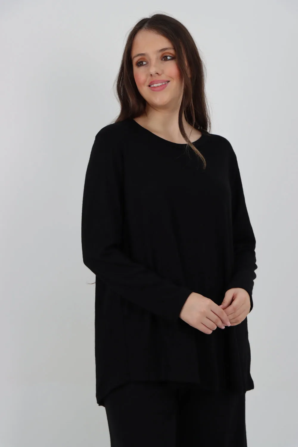 Italian Basic Knitted Plain Soft Top & Trouser Co - Ord Set