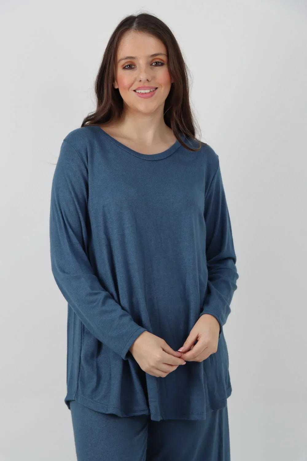 Italian Basic Knitted Plain Soft Top & Trouser Co - Ord Set