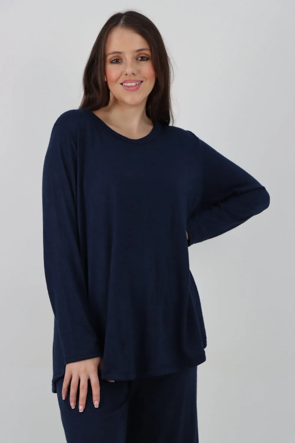 Italian Basic Knitted Plain Soft Top & Trouser Co - Ord Set
