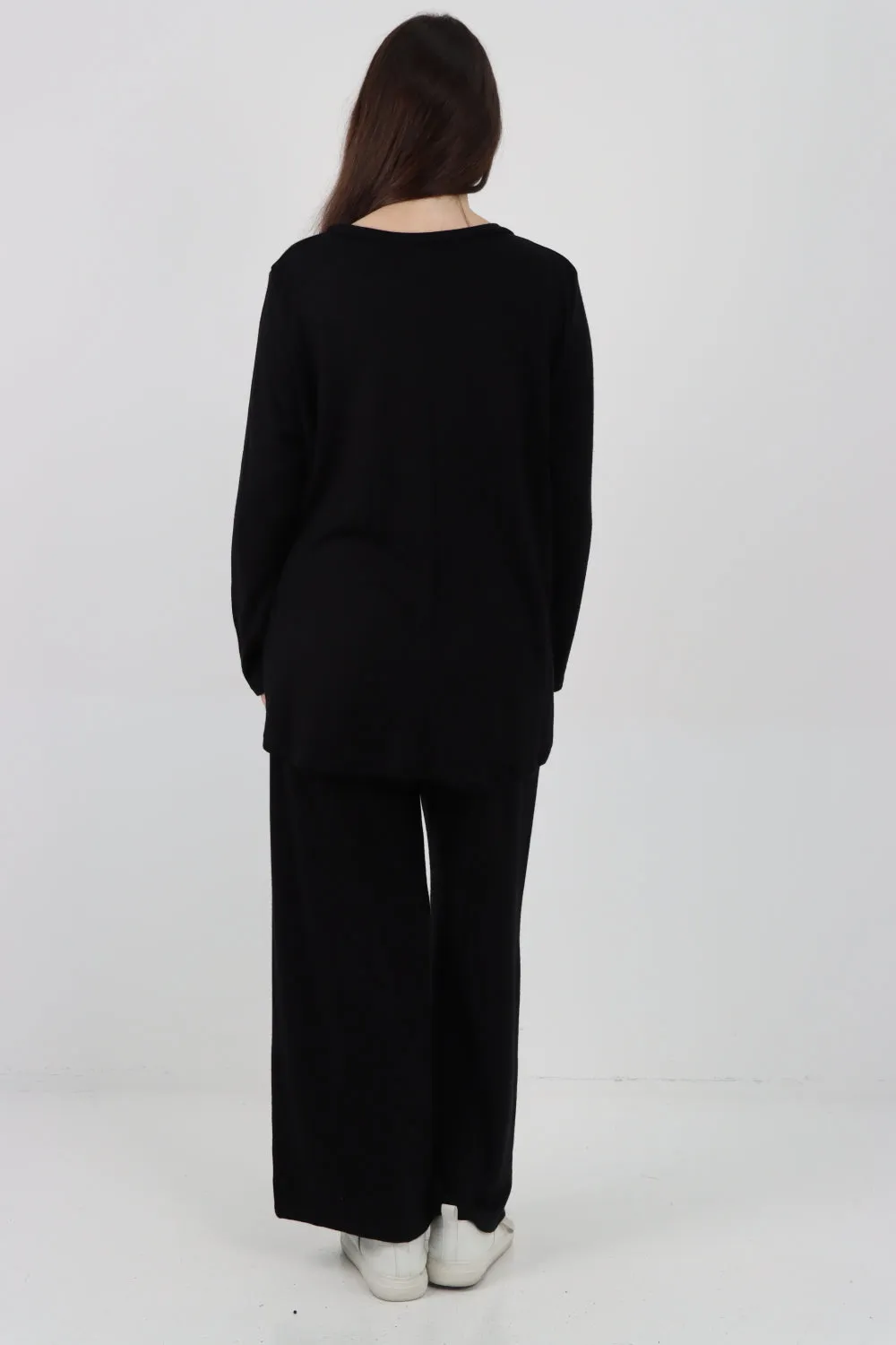 Italian Basic Knitted Plain Soft Top & Trouser Co - Ord Set