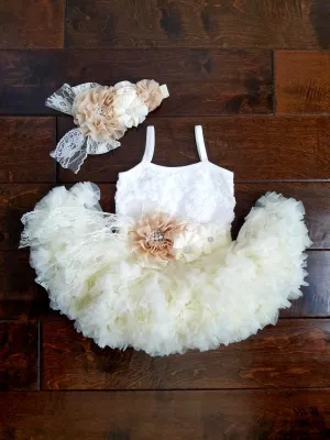 Ivory And Cream Tutu Dress And Headband Set