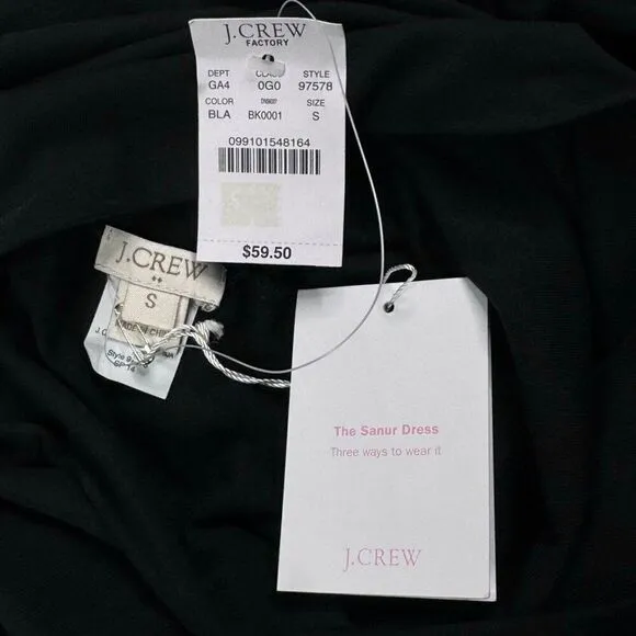 J. Crew Sanur Convertible Dress Black 3 Ways To Wear It Small NEW