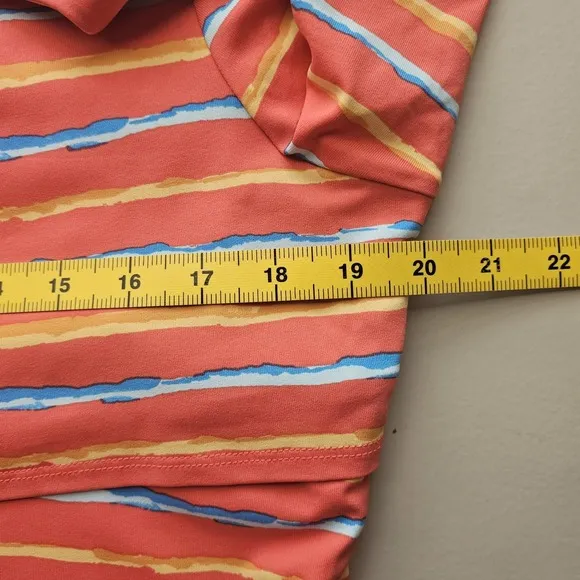 J McLauglin XL Pink Orange Stripe Nicola Tired Dress Knee 3/4 Sleeve Stretch