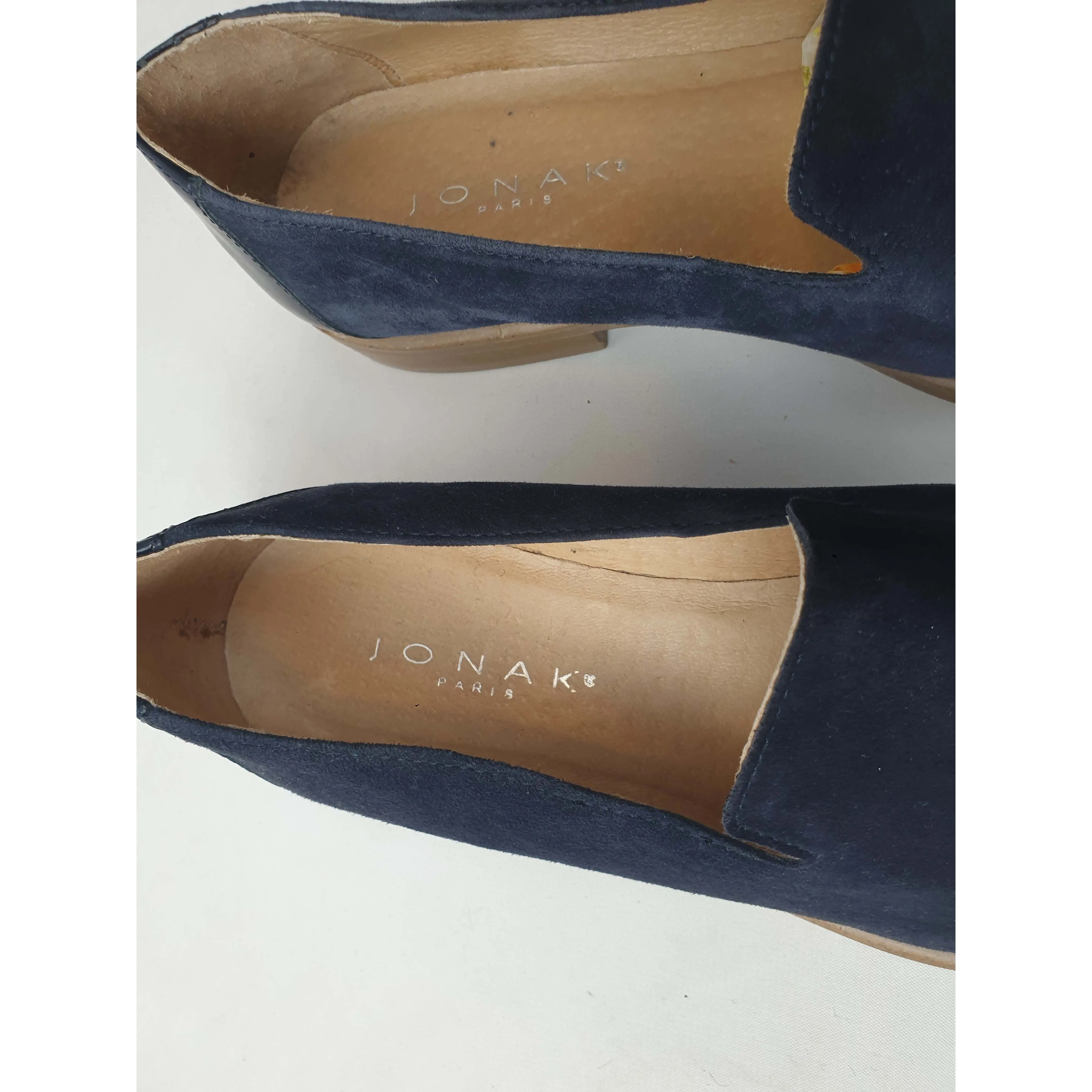 Jonak Paris navy suede leather shoes with contrasting matt toes size 38