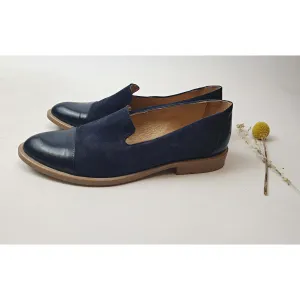 Jonak Paris navy suede leather shoes with contrasting matt toes size 38