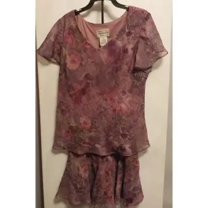 Karin Stevens Dress 16 Purple Fairy Floral Sheer Lined Boho Easter Cottagecore