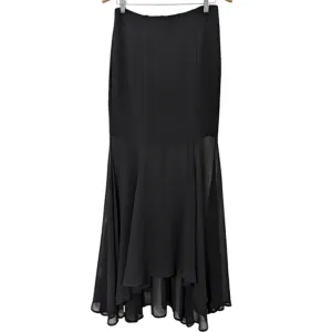 Keepsake Sheer Ruffle Black Whimsical High Low Maxi Skirt Size M