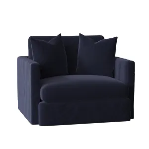 Kian 47" Wide Down Cushion Slipcovered Armchair Wayfair Custom Upholstery™ Fabric: Canvas Navy Sunbrella® Canvas