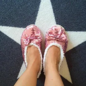 Kids Pink Bling Snoozies Slippers