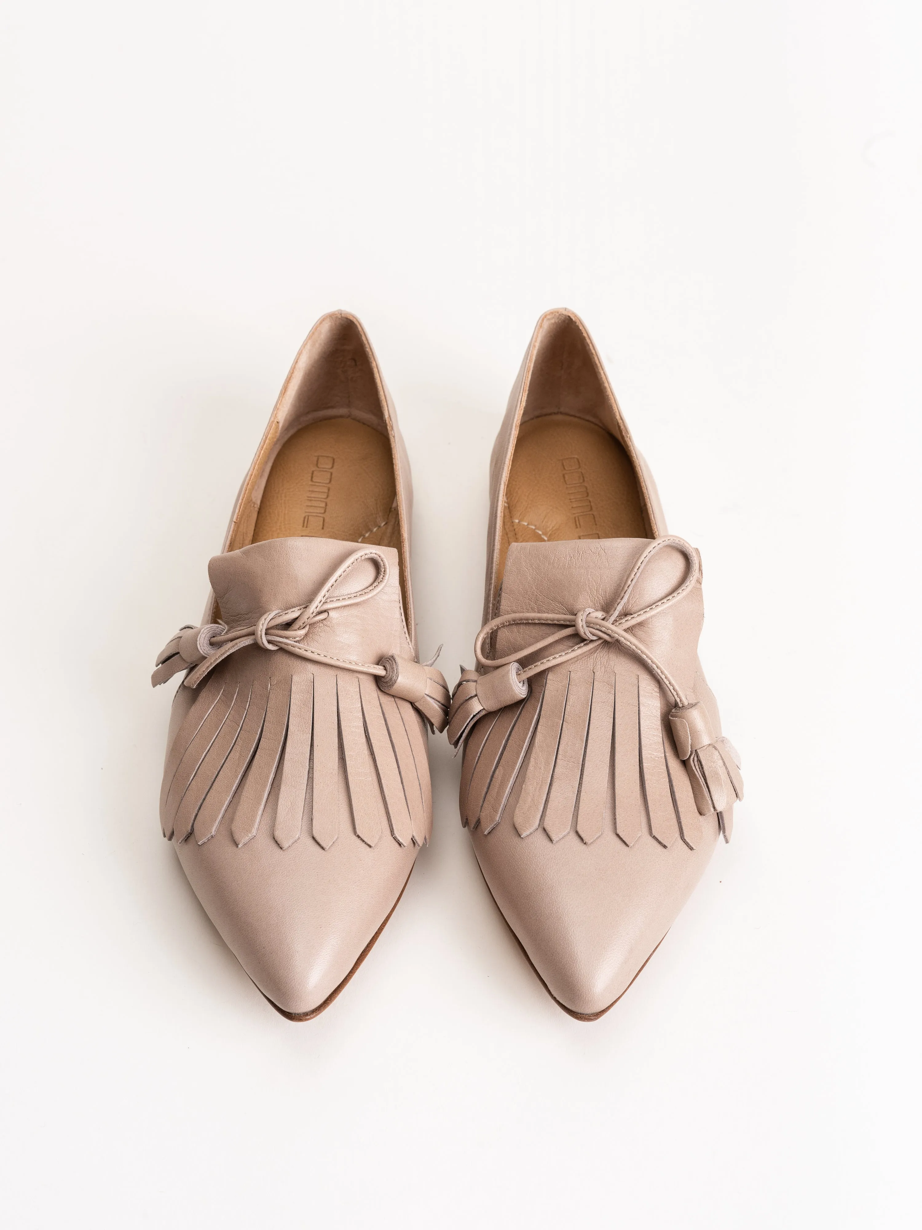 kiltie bow tassle flat - nude