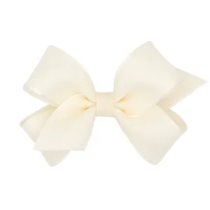 King Canvas Linen & Satin Overlay Hair Bow on Clippie