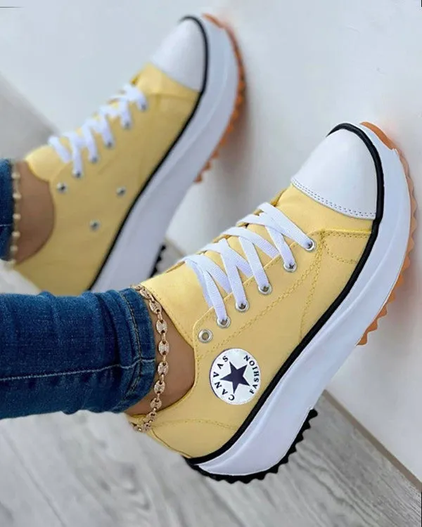 Lace-up Platform Canvas Shoes