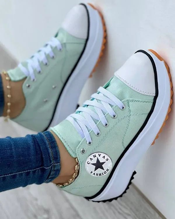 Lace-up Platform Canvas Shoes