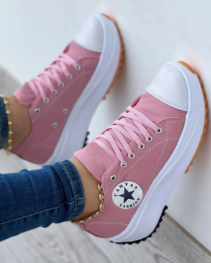 Lace-up Platform Canvas Shoes