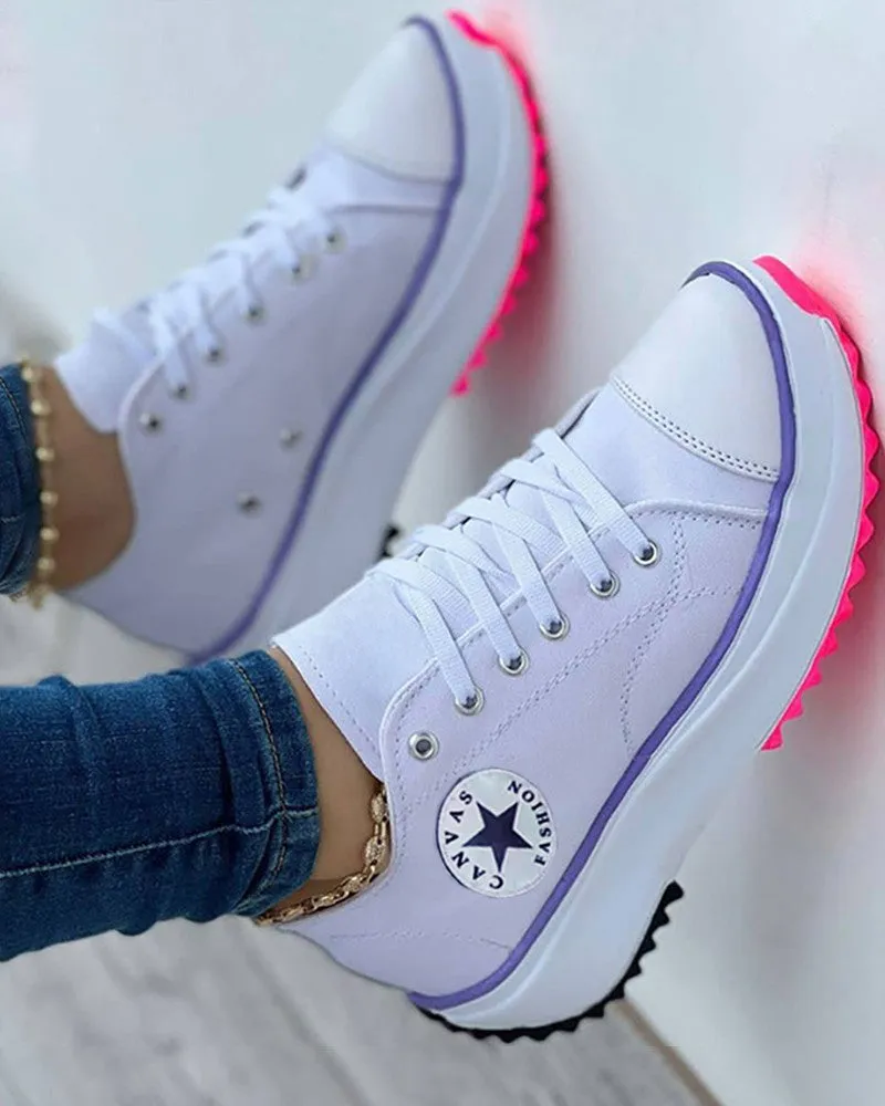 Lace-up Platform Canvas Shoes