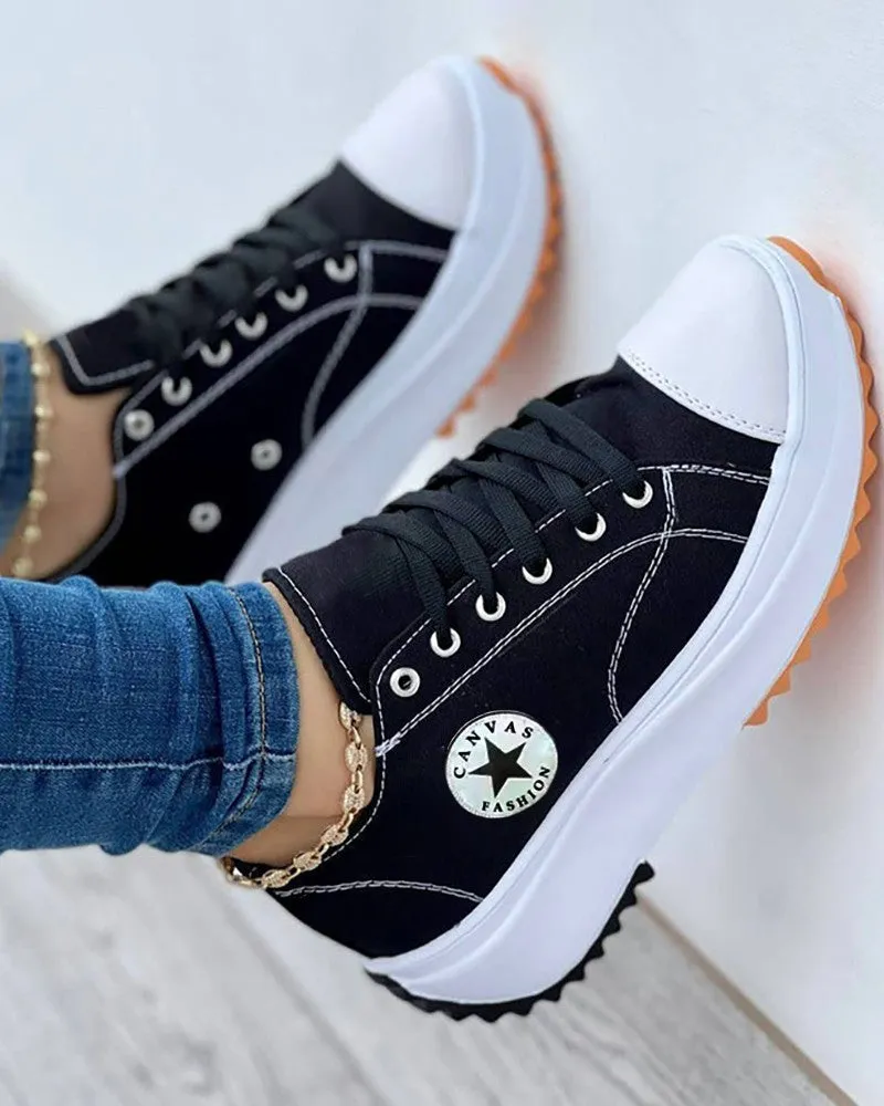 Lace-up Platform Canvas Shoes