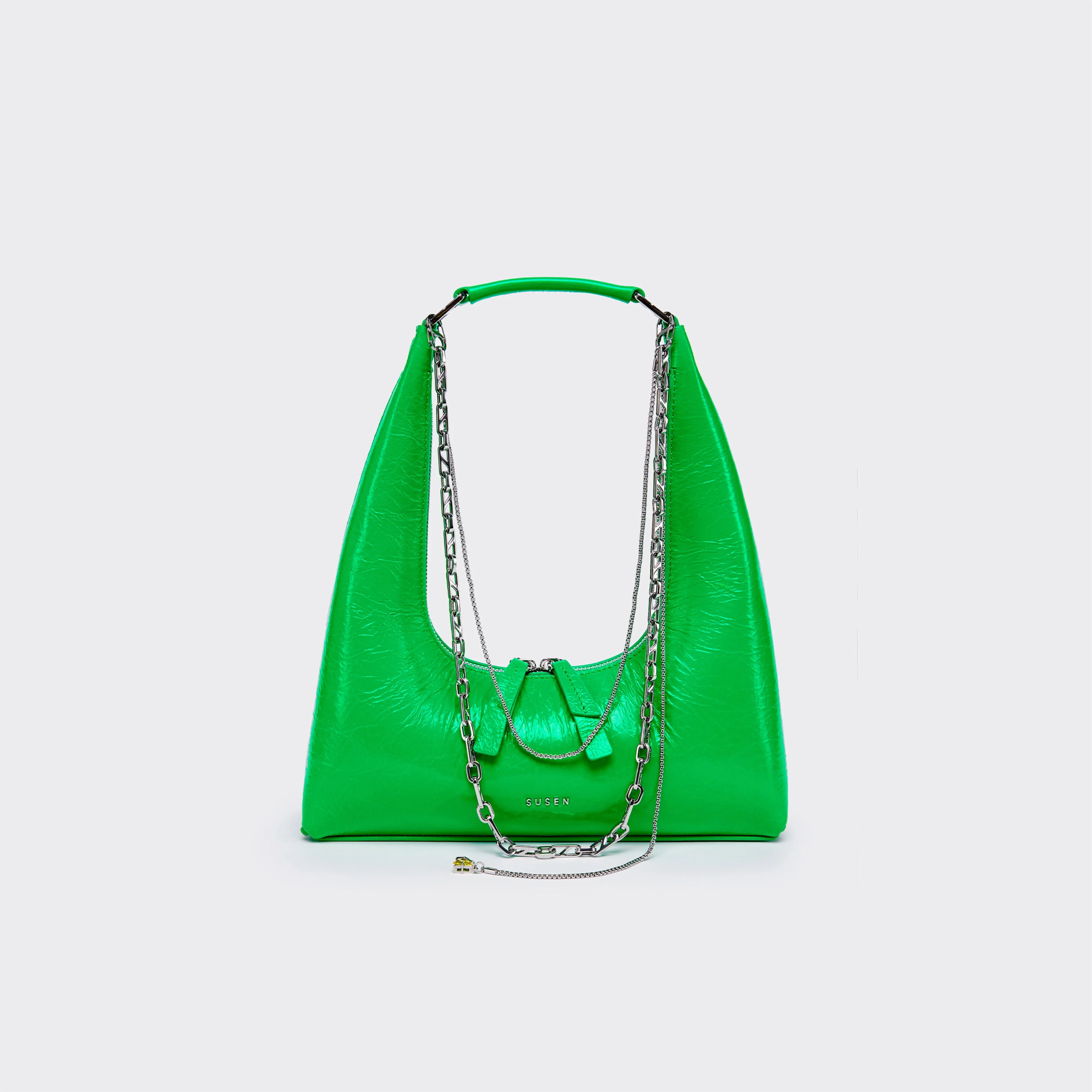 Large One-Shoulder Tartar Bag - Green
