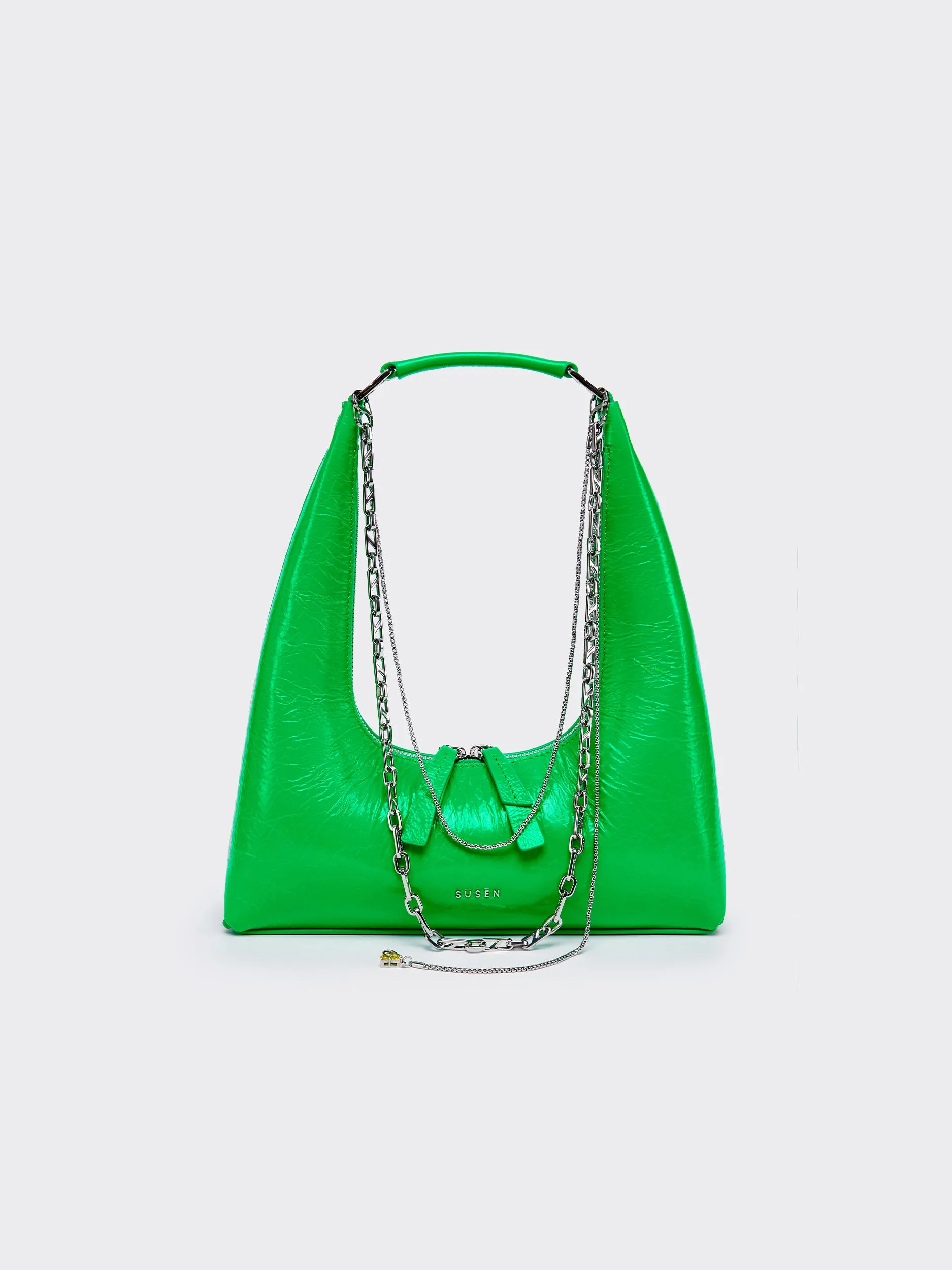 Large One-Shoulder Tartar Bag - Green