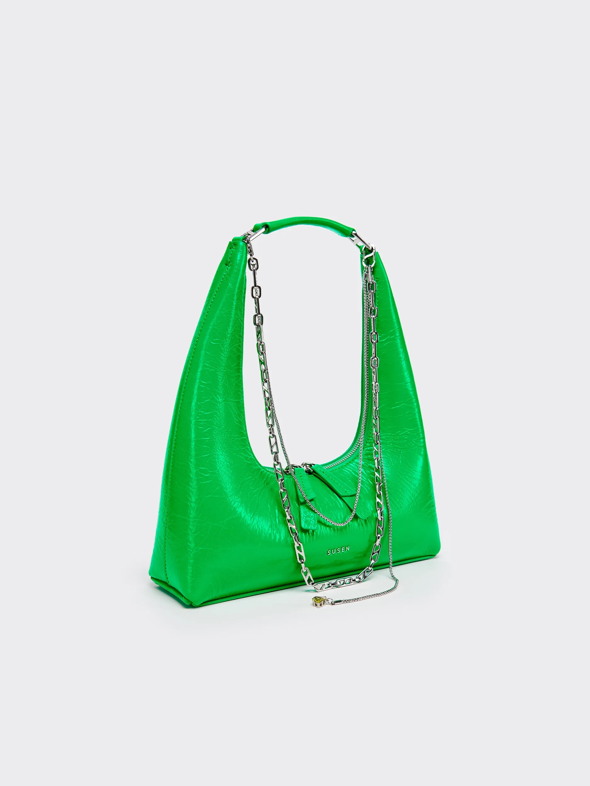 Large One-Shoulder Tartar Bag - Green