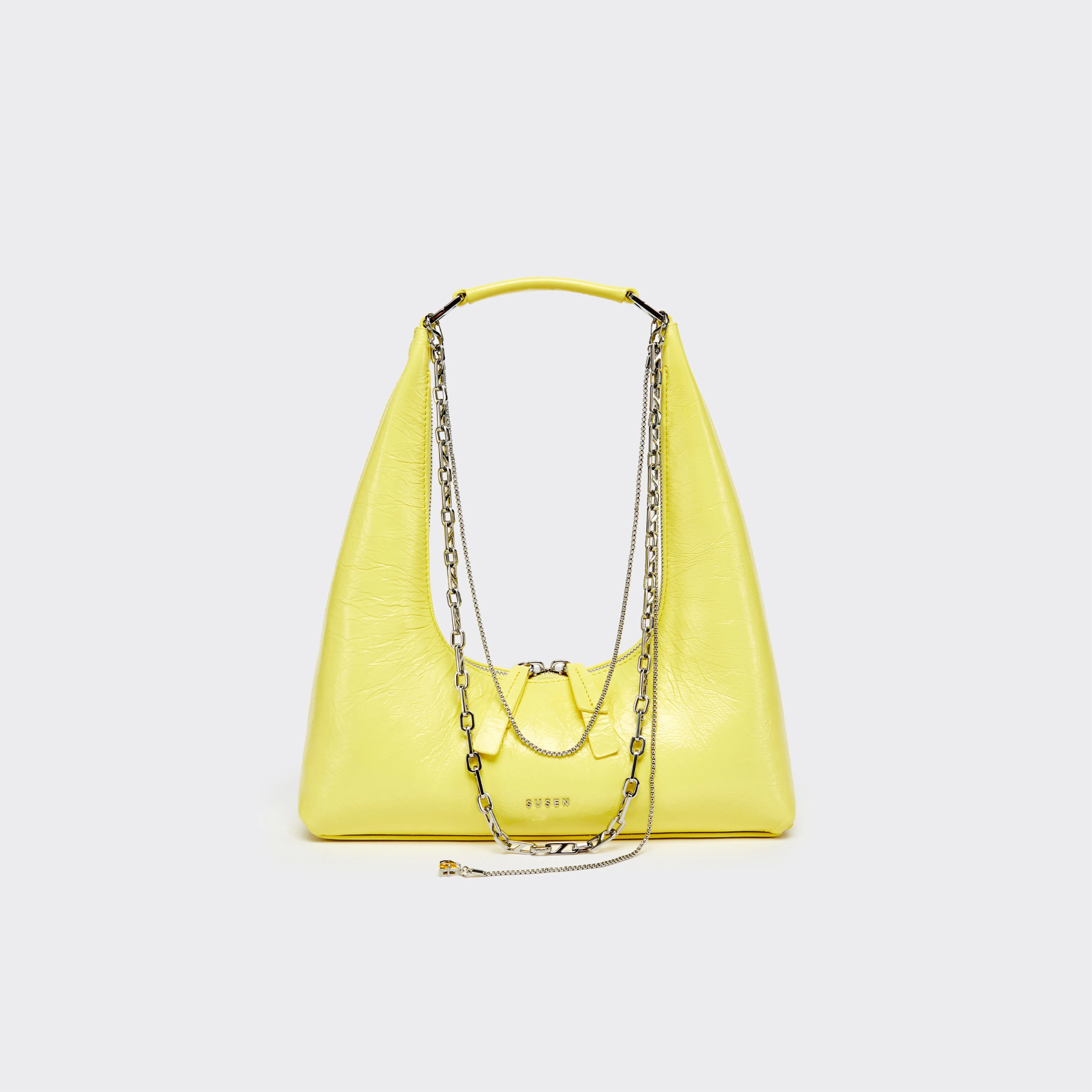 Large One-Shoulder Tartar Bag - Yellow