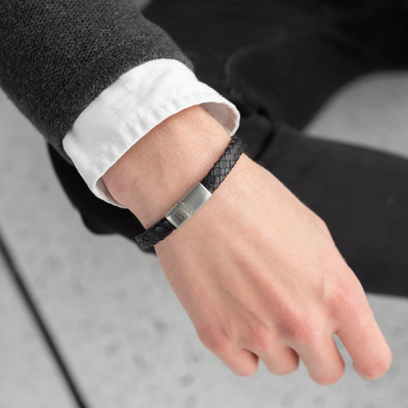 Leather Bracelet Riley - Black