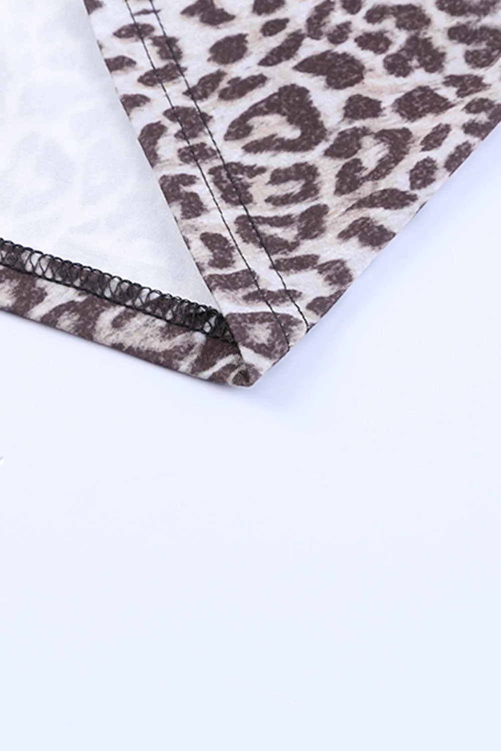 Leopard Patchwork Ribbed Maxi Dress with Pockets