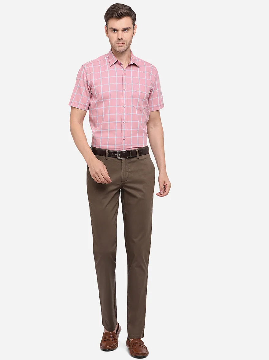 Light Brown Solid Slim Fit Casual Trouser | JadeBlue