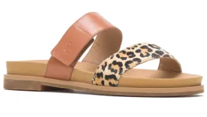 Lilly 2 band slides in amber brown /leopard
