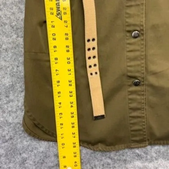 Liz Claiborne Olive Green Dress Shirt Belted, Chest Flop Pocket, Button Down