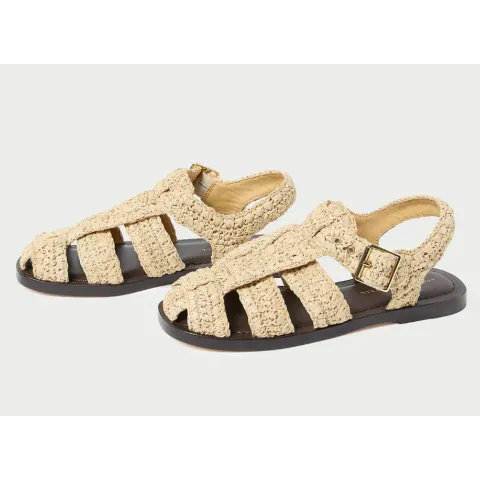 Loeffler Randall Sawyer Natural Crochet Caged Sandal