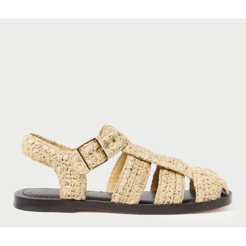 Loeffler Randall Sawyer Natural Crochet Caged Sandal